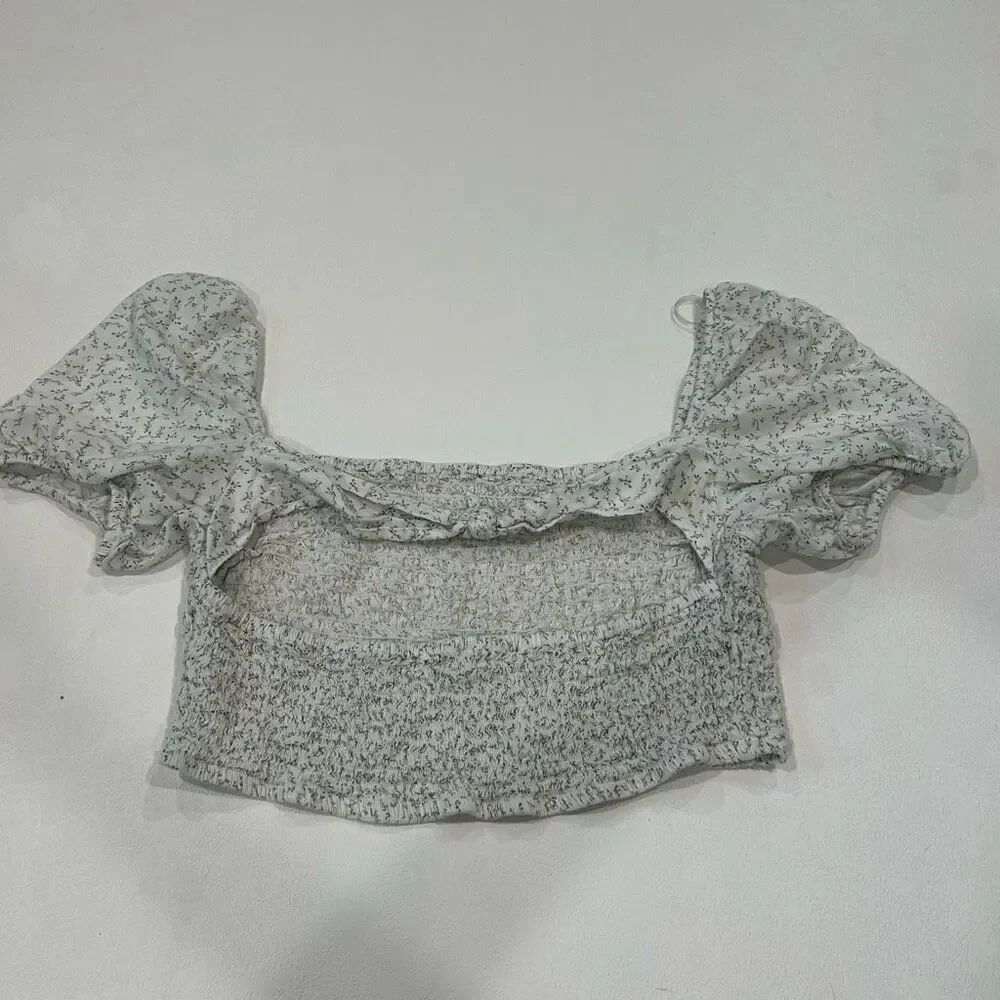 Arizona Jean Co. Smocked Floral Crop Top Puff Sleeve Women’s XL - Picture 2 of 6